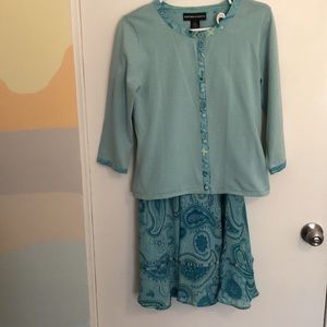 Aqua Long Flowy Skirt and Sweater Set 2-pieces